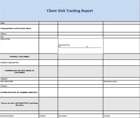 customer visit report template excel